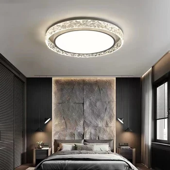 Современный минималистичный Круглый хрустальный потолочный светильник для гостиной, столовой, спальни, светодиодные светильники, Потолочная люстра с роскошным декором, освещение