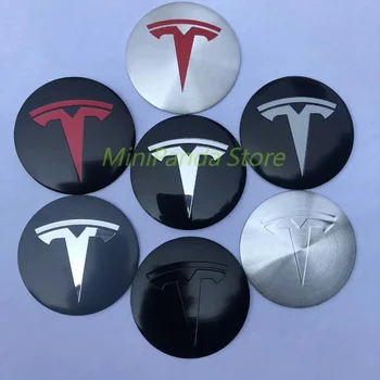 4ШТ Колпачки ступиц колес Центральная крышка Эмблемы Наклейка для Tesla Модель 3 Y S X многоцветная