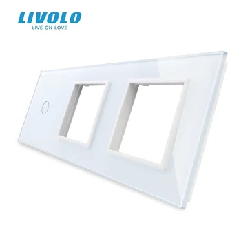 Livolo White Pearl Crystal Glass, 223 мм * 80 мм, Стандарт ЕС, Стеклянная панель в 1 группе + 2 рамки, VL-C1 /SR/SR-11 для настенного выключателя