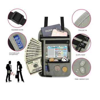 Дорожная сумка-кошелек на шее, семейный держатель для паспорта, органайзер с RFID-блокировкой, несколько карманов, кредитница для паспортных документов