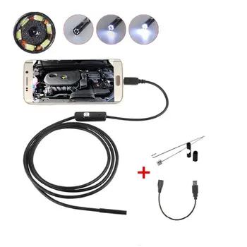 Мини-Эндоскопическая камера Водонепроницаемый Эндоскоп Бороскоп Регулируемый Мягкий провод 6 СВЕТОДИОДОВ 7 мм Android Type-C USB Инспекционная камера для автомобиля