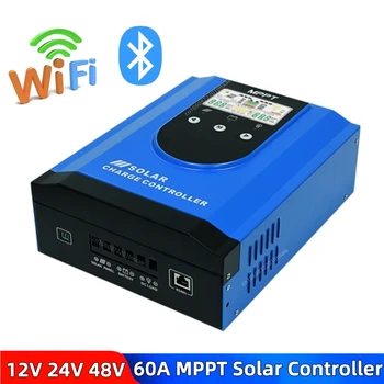 12V 24V 48V 40A 50A 60A MPPT Контроллер Заряда Солнечной Батареи Bluetooth APP Регулятор Солнечной Панели Для Свинцово-Кислотной/Литиевой / Lifepo4 Батареи