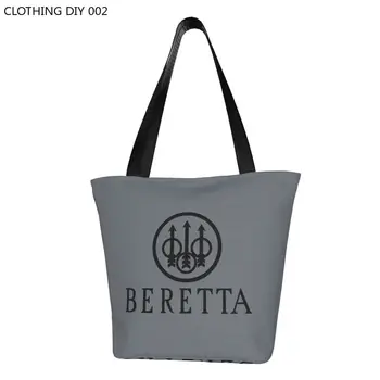 Изготовленная на заказ холщовая хозяйственная сумка Beretta Для женщин, перерабатывающая продукты, военный пистолет, подарочная сумка для покупок