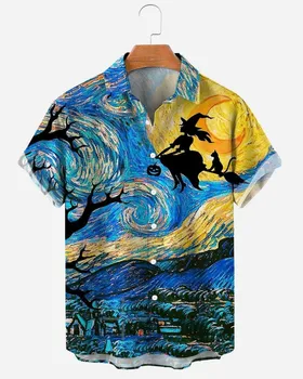 Гавайская 3D картина маслом с геометрическим принтом, топ с короткими рукавами для мужской модной одежды, повседневная рубашка для летнего пляжного отдыха.