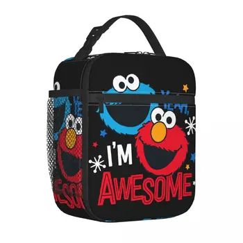 Cookie Monster & Elmo Улица Сезам, изолированная сумка для ланча, термосумка, контейнер для еды, Большая сумка для ланча, сумки для еды, школьные сумки